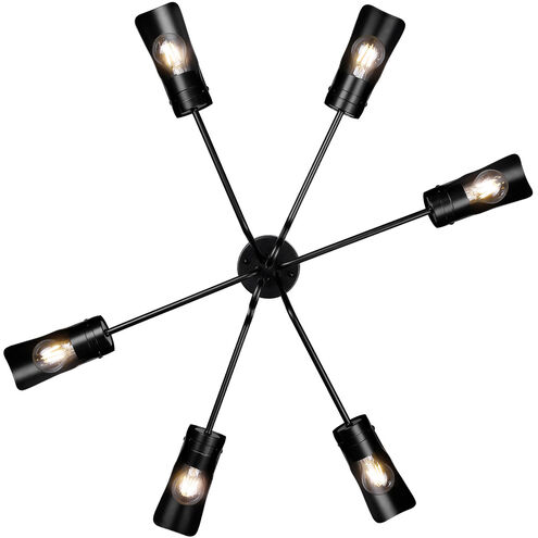 Newton 6 Light 40 inch Matte Black Semi-Flush Ceiling Light